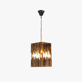 Rectangular Layered Design Wooden Vintage Pendant Light - Clowas
